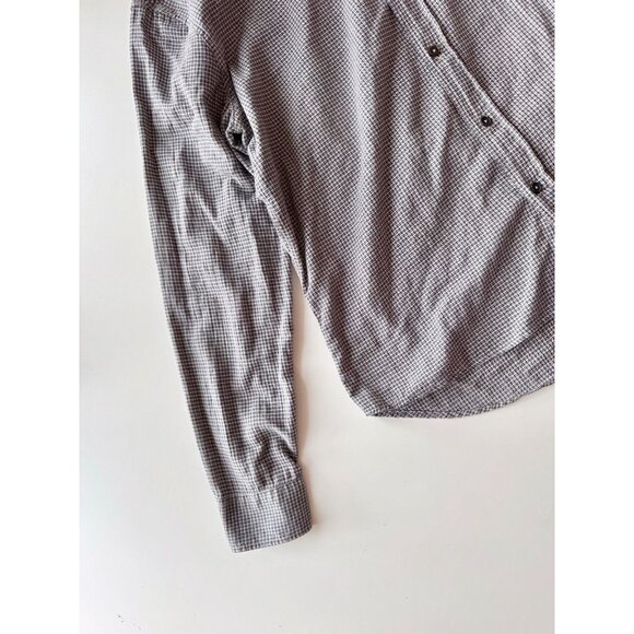 BILLY REID Kirby Standard Grey Check Cotton Flannel Button Down Shirt, Size M - Picture 6 of 14